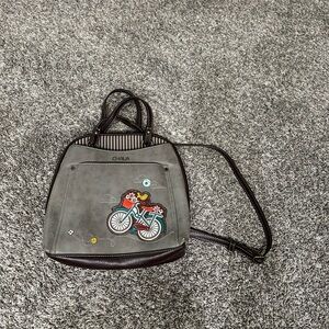 Chala Gray and Black Backpack with Bicycle Motif